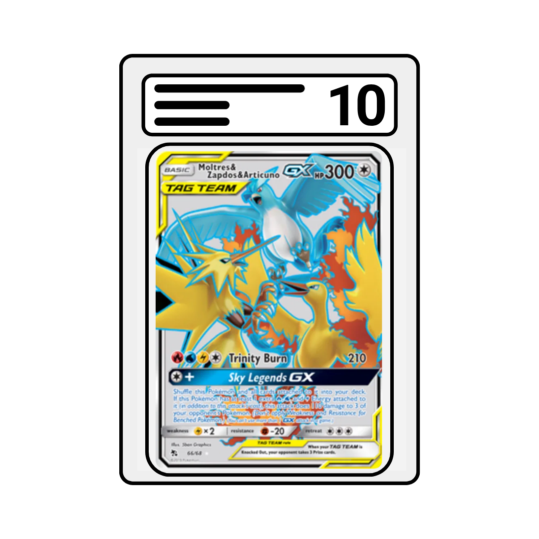 Graded Karte Pokemon Hidden Fates 066 Moltres & Zapdos & Articuno GX