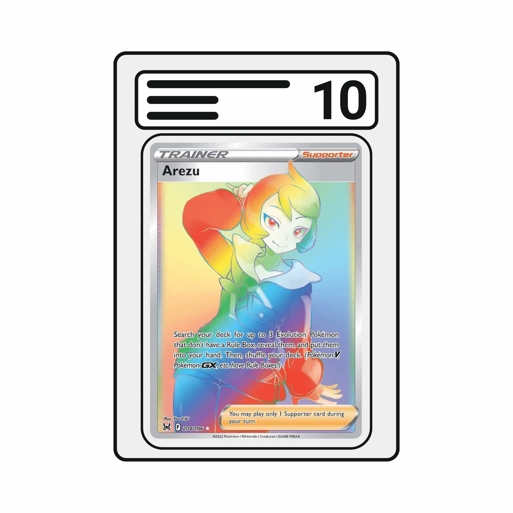 Graded Karte Pokemon Lost Origin 204 Arezu