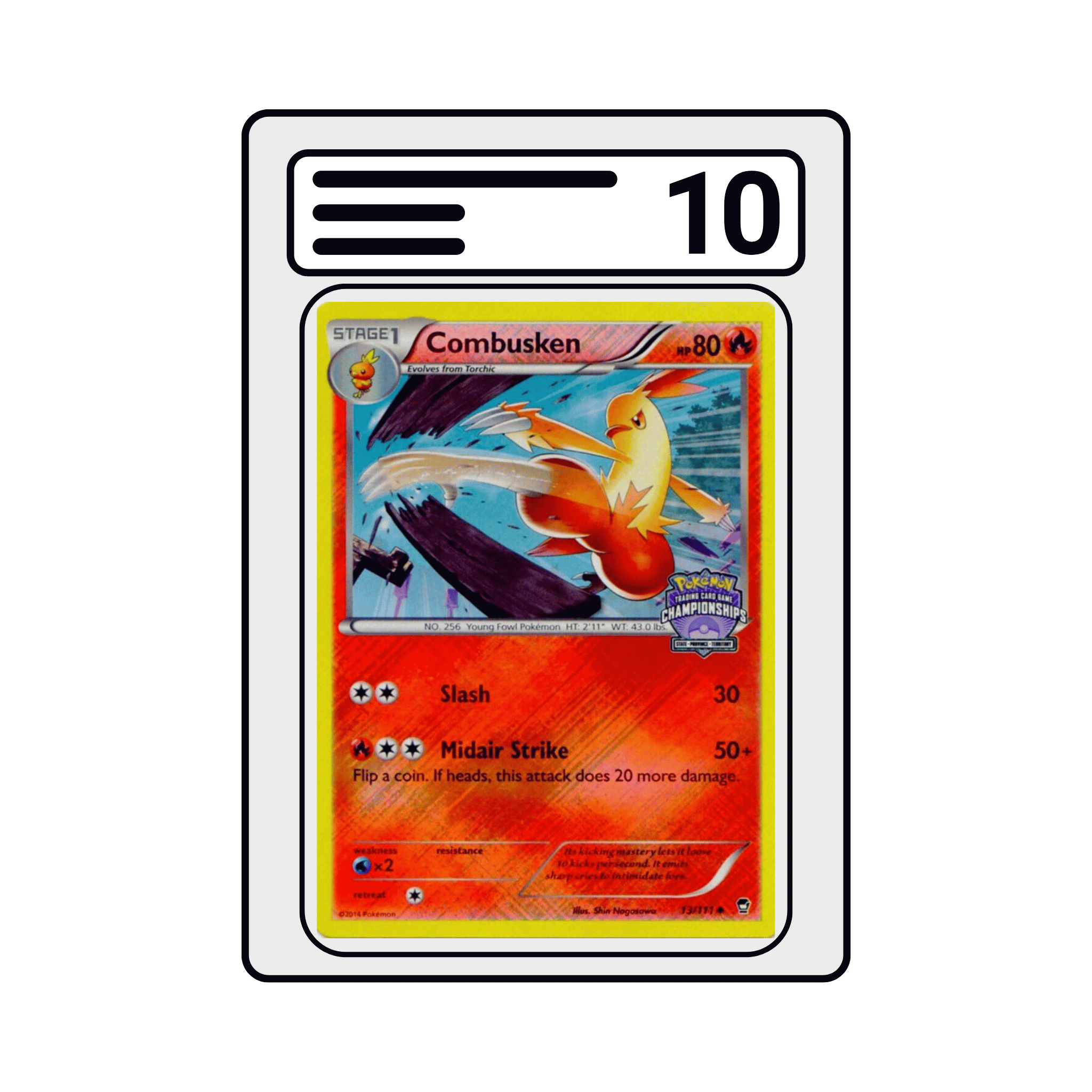 Graded Karte Pokemon Furious Fists 13 Combusken Cross. Holo- S/P/T Championships