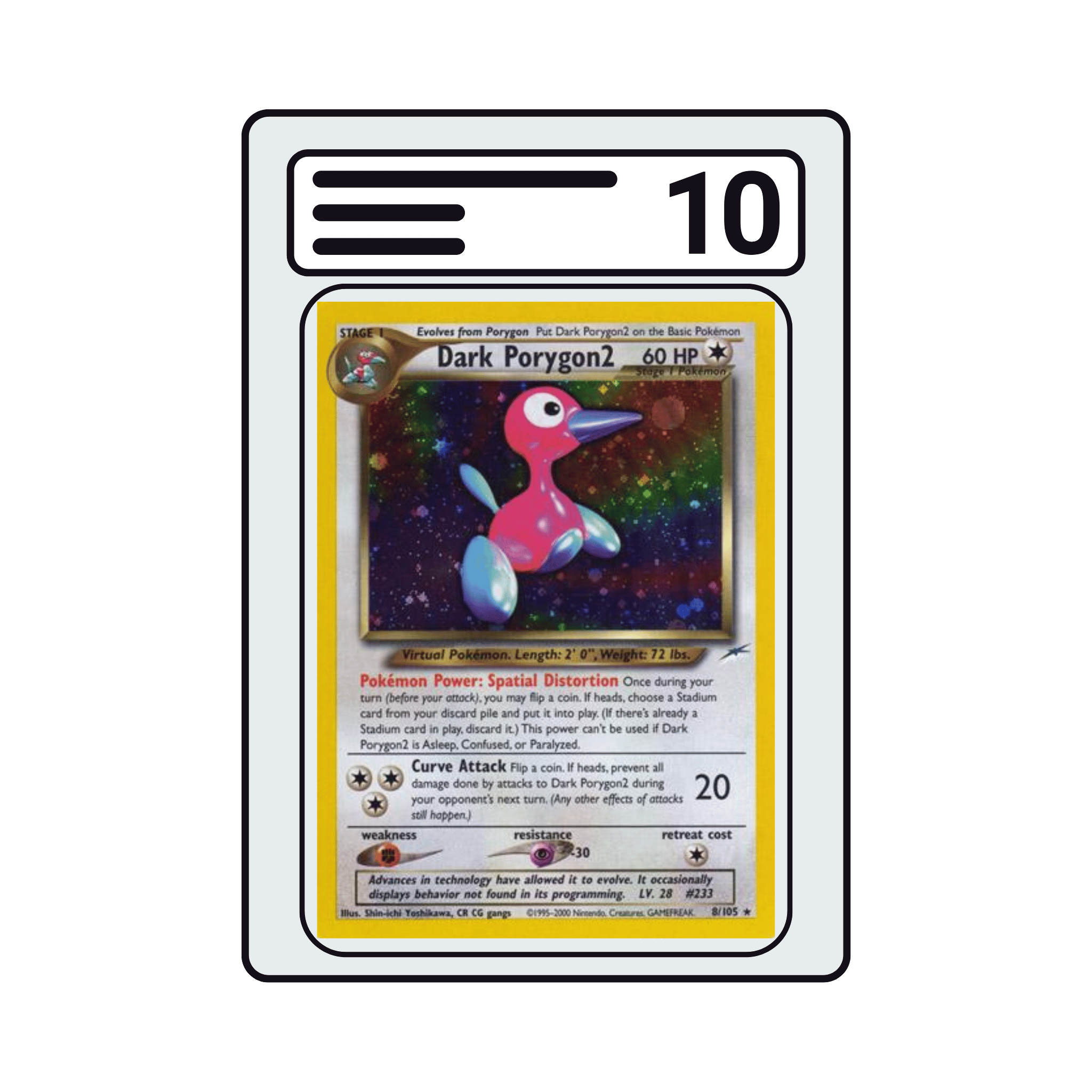 Graded Karte Pokemon Neo Destiny Unlimited 8 Dark Porygon2 Holo